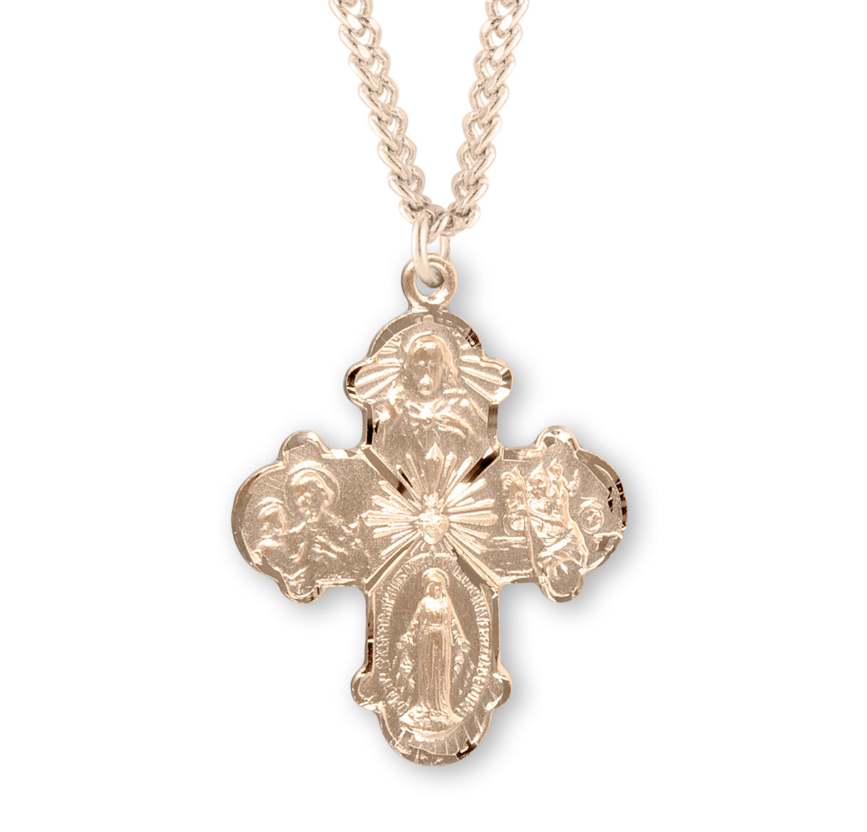 Gold Over Sterling Silver Four-Way Medal Necklace | 16kt Gold Plated .925 Silver