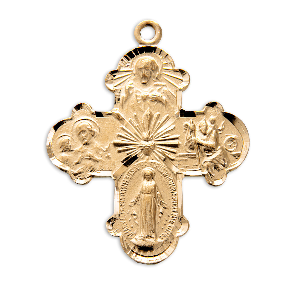 Gold Over Sterling Silver Four-Way Medal Necklace | 16kt Gold Plated .925 Silver