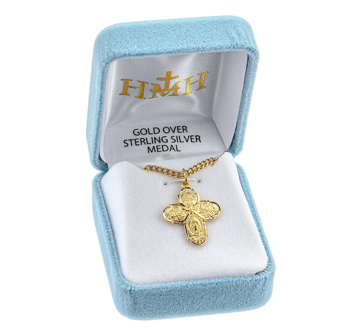 Gold Over Sterling Silver Four-Way Medal Necklace | 16kt Gold Plated .925 Silver