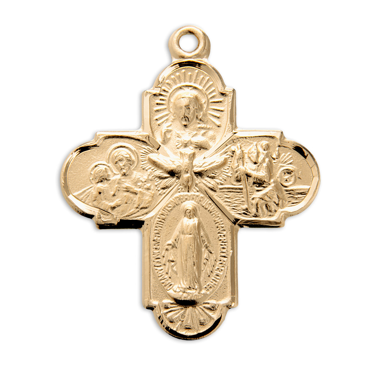 Gold Over Sterling Silver Four-Way Medal Necklace | 16kt Gold Plated .925 Silver