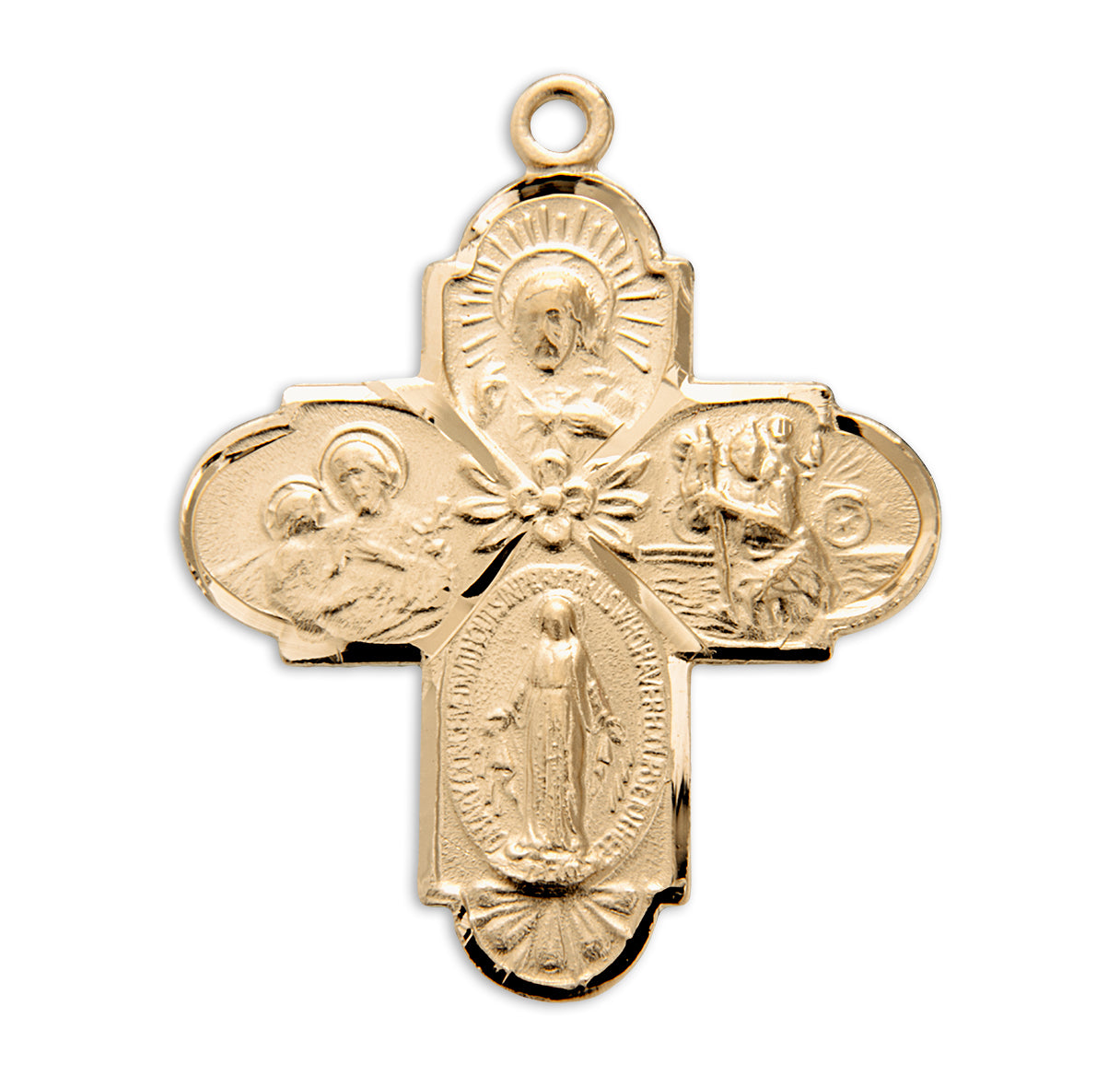 Gold Over Sterling Silver Four-Way Medal Necklace | 16kt Gold Plated .925 Silver