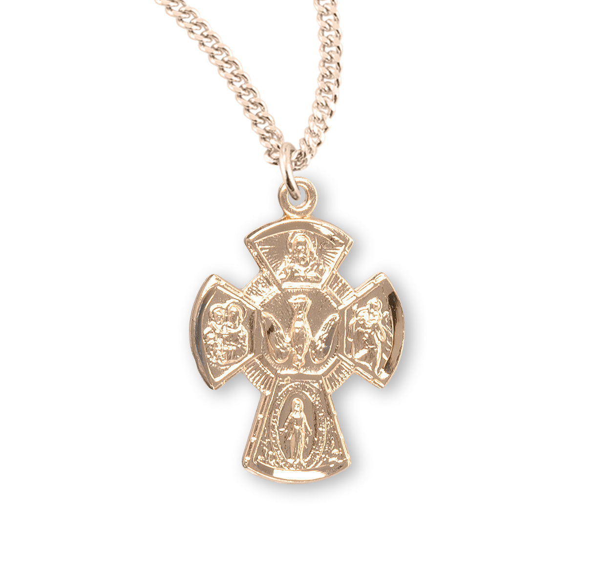 Gold Over Sterling Silver Four-Way Medal Necklace | 16kt Gold Plated .925 Silver