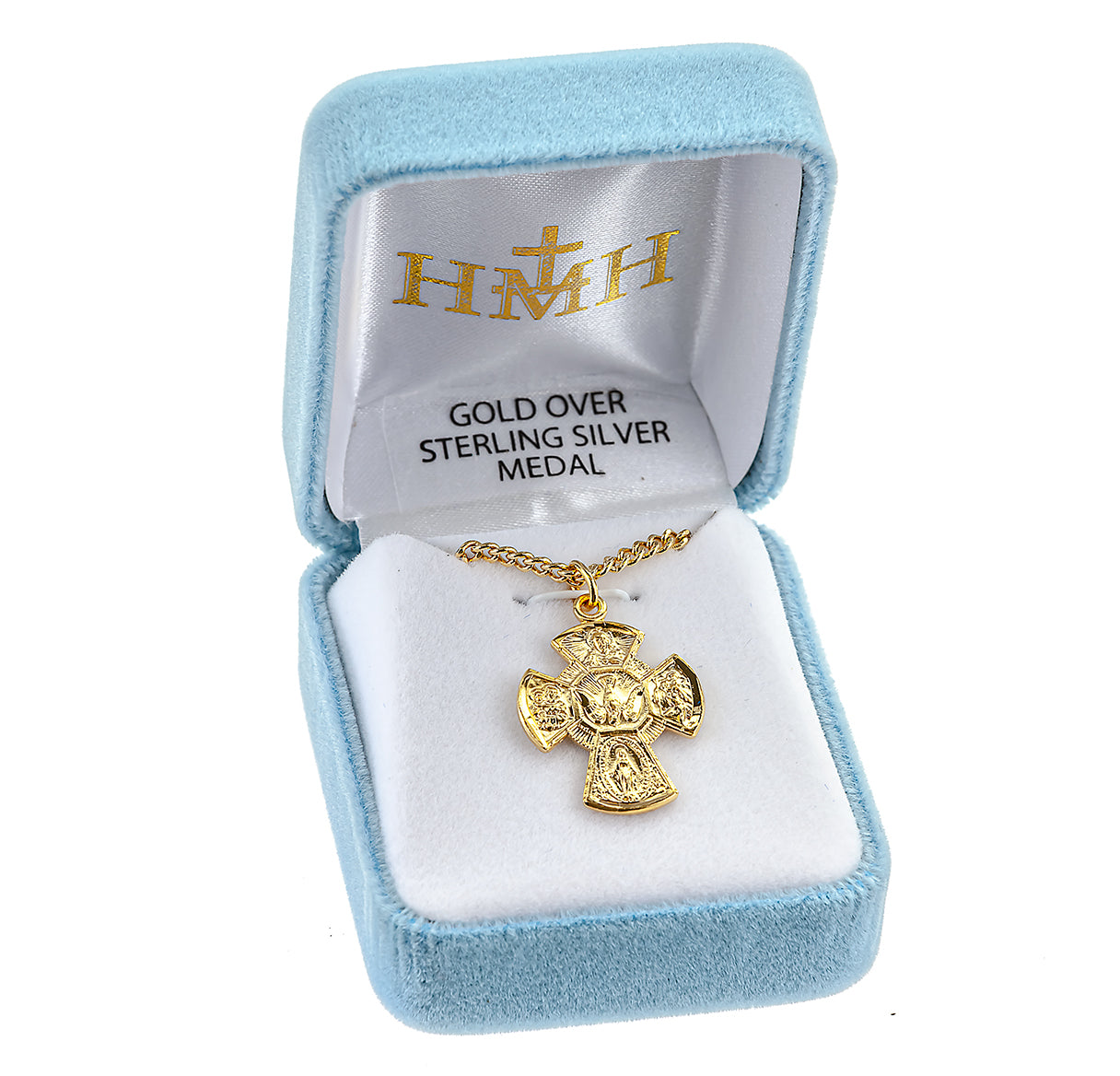 Gold Over Sterling Silver Four-Way Medal Necklace | 16kt Gold Plated .925 Silver