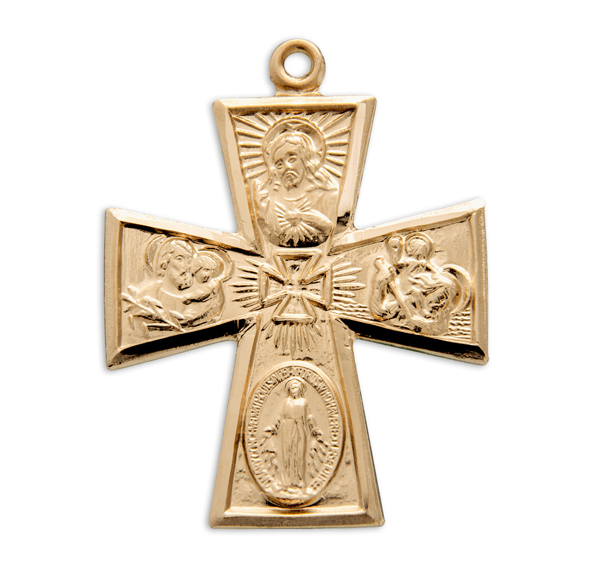 Gold Over Sterling Silver Four-Way Medal Necklace | 16kt Gold Plated .925 Silver