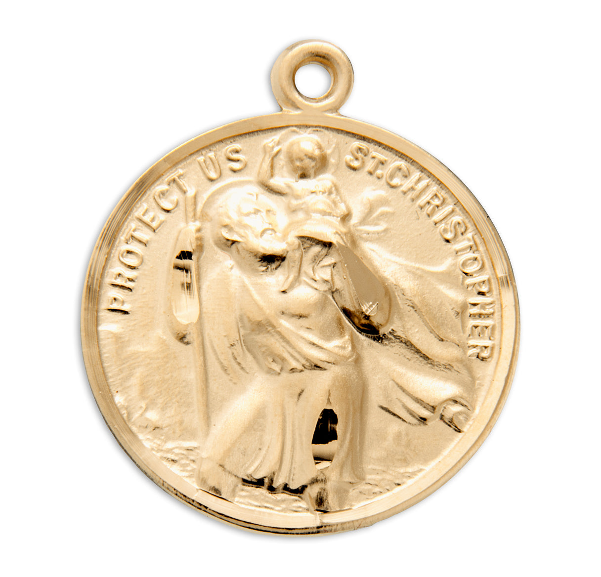 Saint Christopher Double Sided Gold Over Sterling Silver Medal Necklace | 16kt Gold Plated .925 Silver