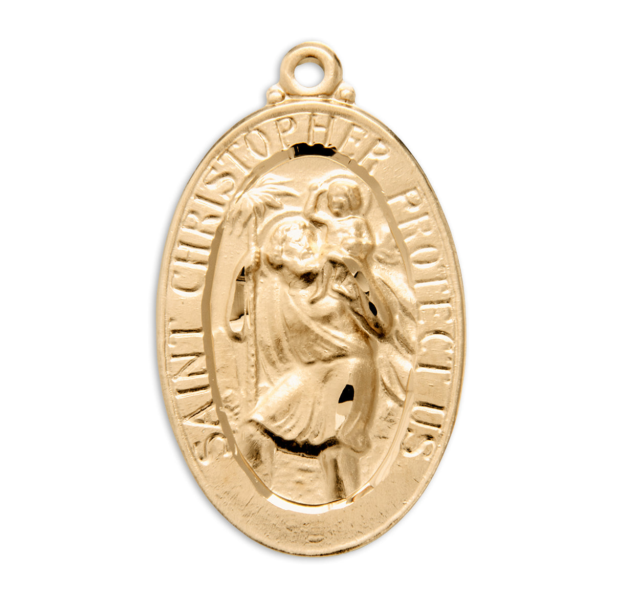 Saint Christopher Oval Gold Over Sterling Silver Medal Necklace | 16kt Gold Plated .925 Silver