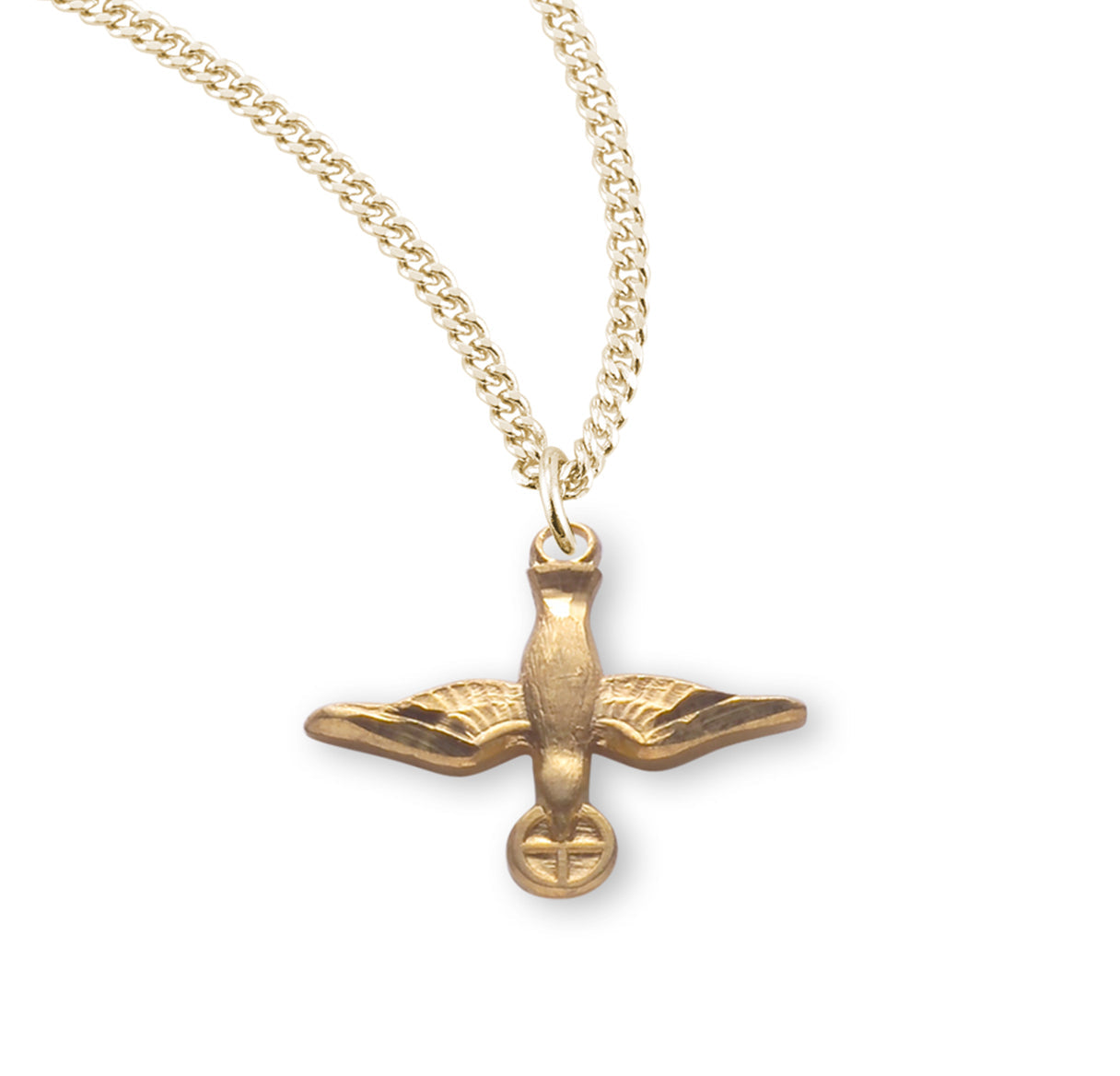 Holy Spirit Gold Over Sterling Silver Medal Necklace | 16kt Gold Plated .925 Silver