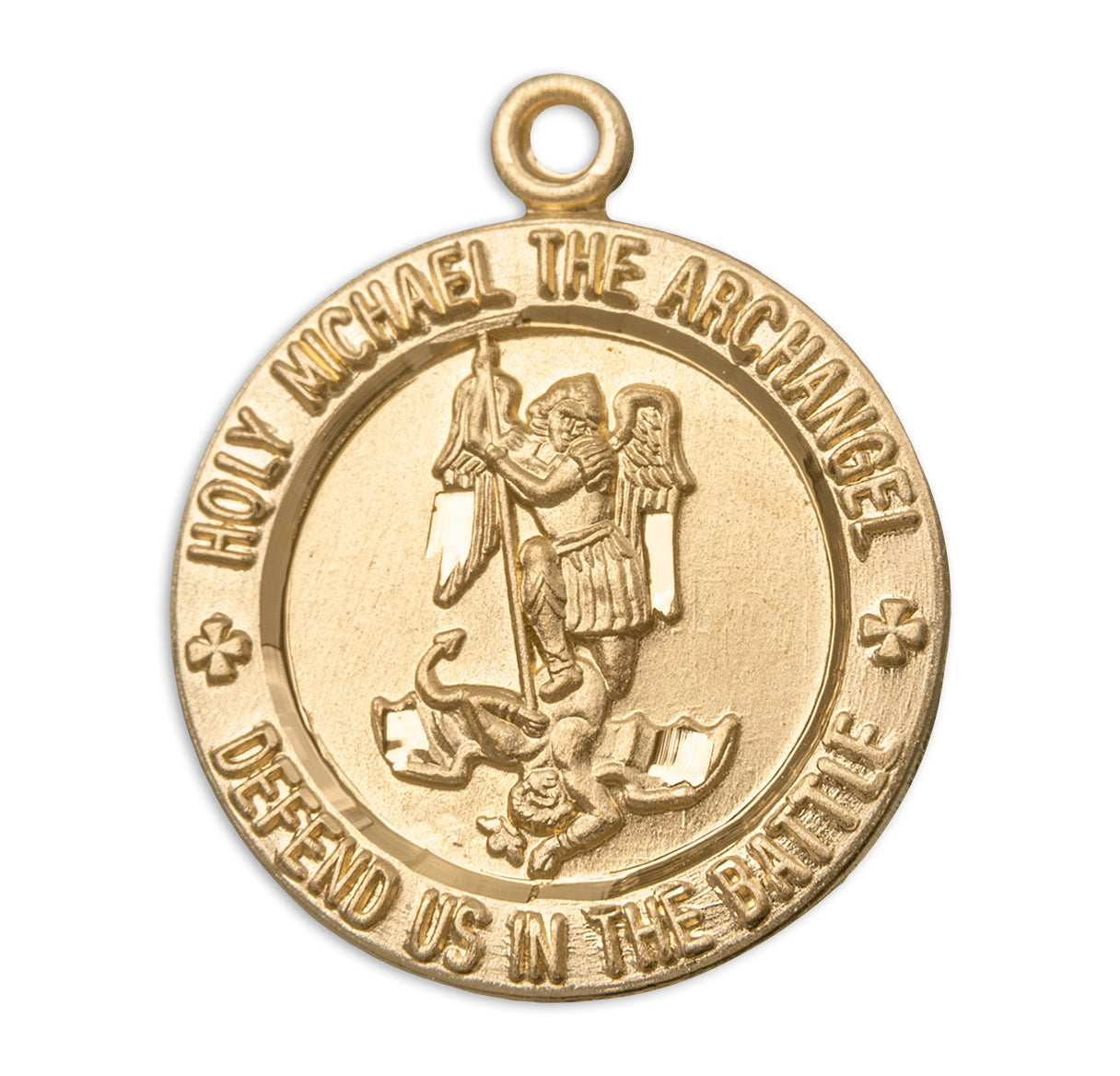 Saint Michael Round Gold Over Sterling Silver Medal Necklace | 16kt Gold Plated .925 Silver