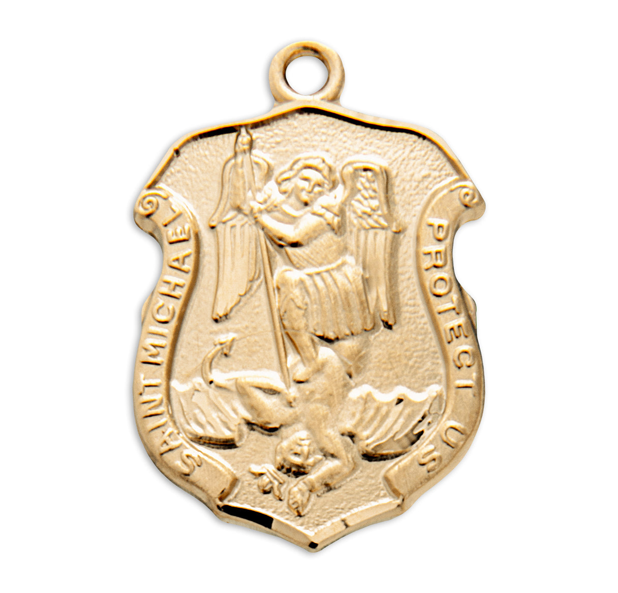 Saint Michael Gold Over Sterling Silver Badge Medal Necklace | 16kt Gold Plated .925 Silver