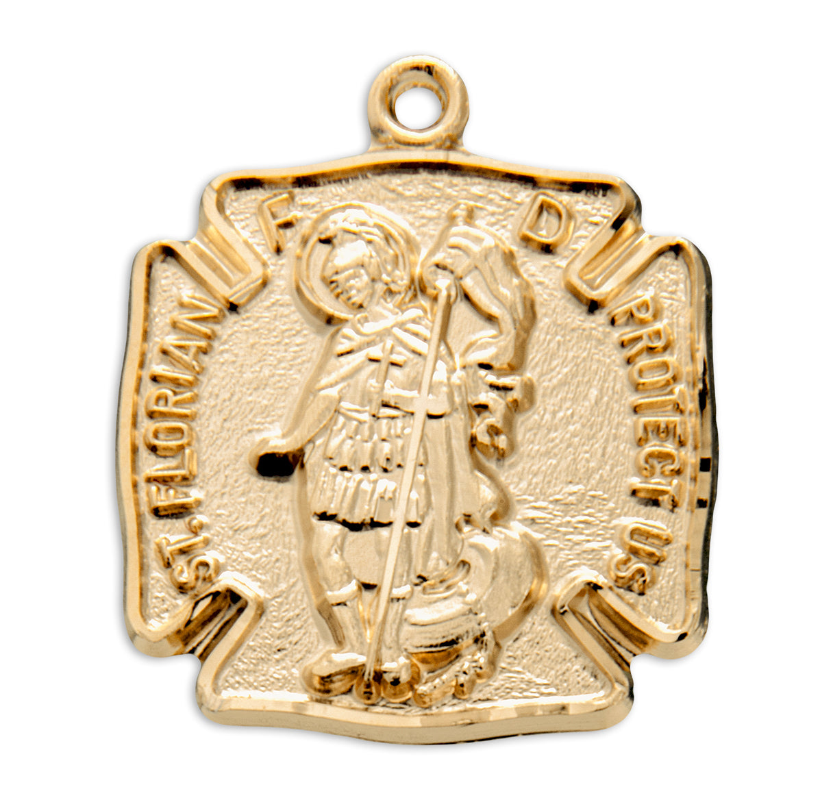 Gold Over Sterling Silver St. Florian Medal Necklace | 16kt Gold Plated .925 Silver