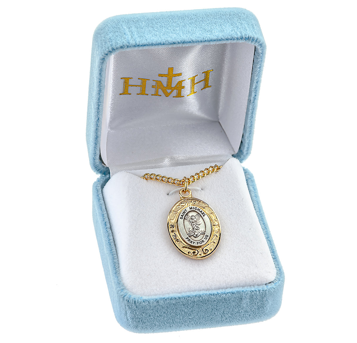 Saint Michael Gold Oval Sterling Silver Medal Necklace | .925 Silver