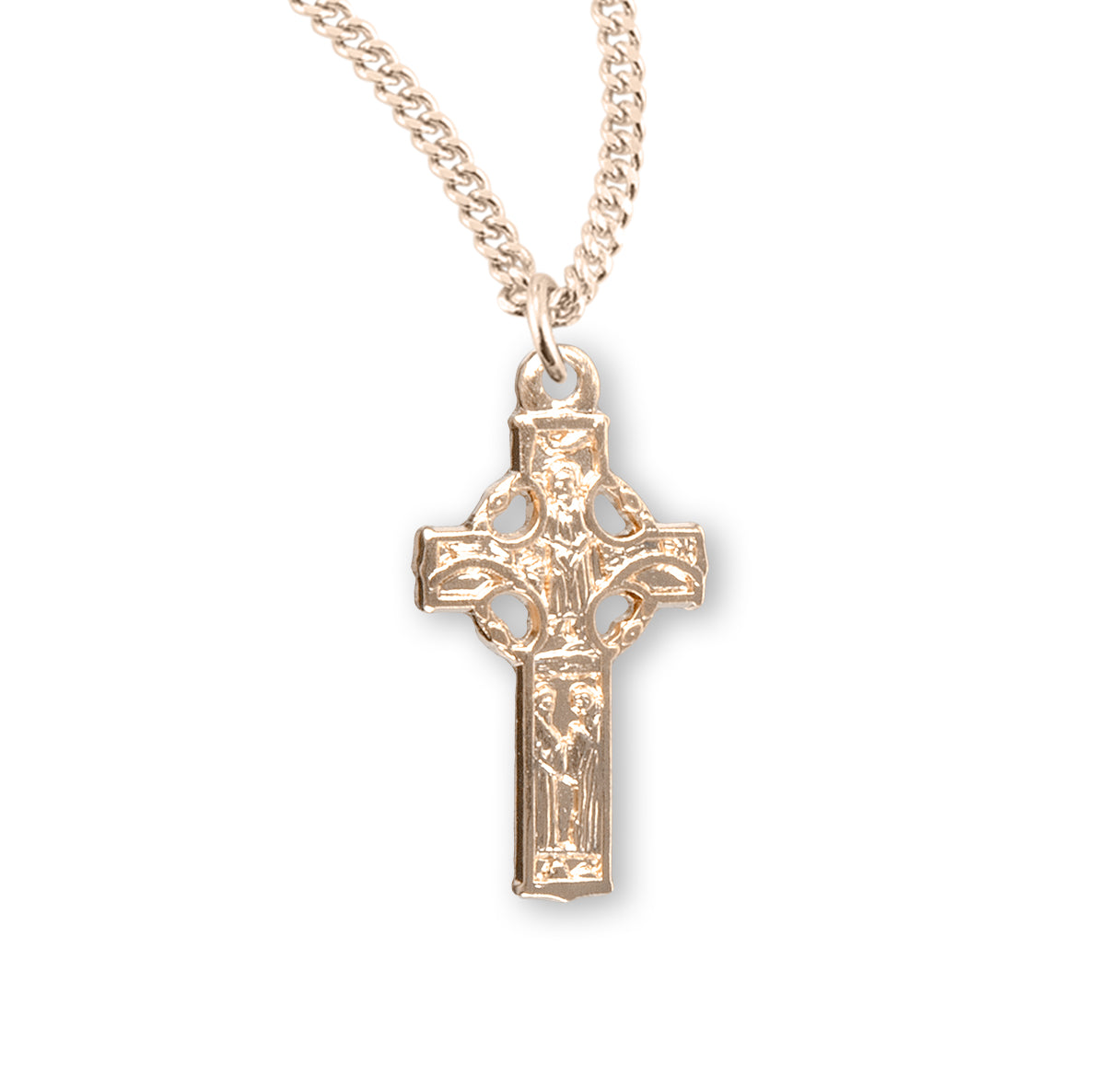 Gold Over Sterling Silver Irish Celtic Cross Necklace | 16kt Gold Plated .925 Silver