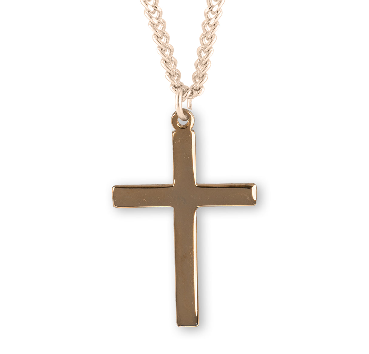 Gold Over Sterling Silver Plain Cross Necklace | 16kt Gold Plated .925 Silver