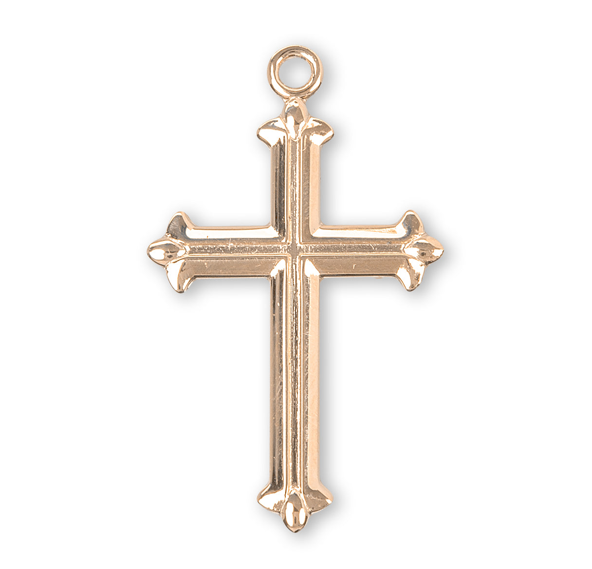 Fleur De Lis Tipped Gold Over Sterling Silver Cross Necklace | 16kt Gold Plated .925 Silver