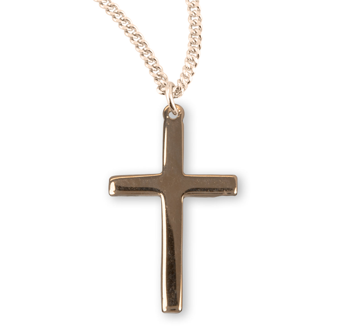 Gold Over Sterling Silver High Polished Cross Necklace | 16kt Gold Plated .925 Silver