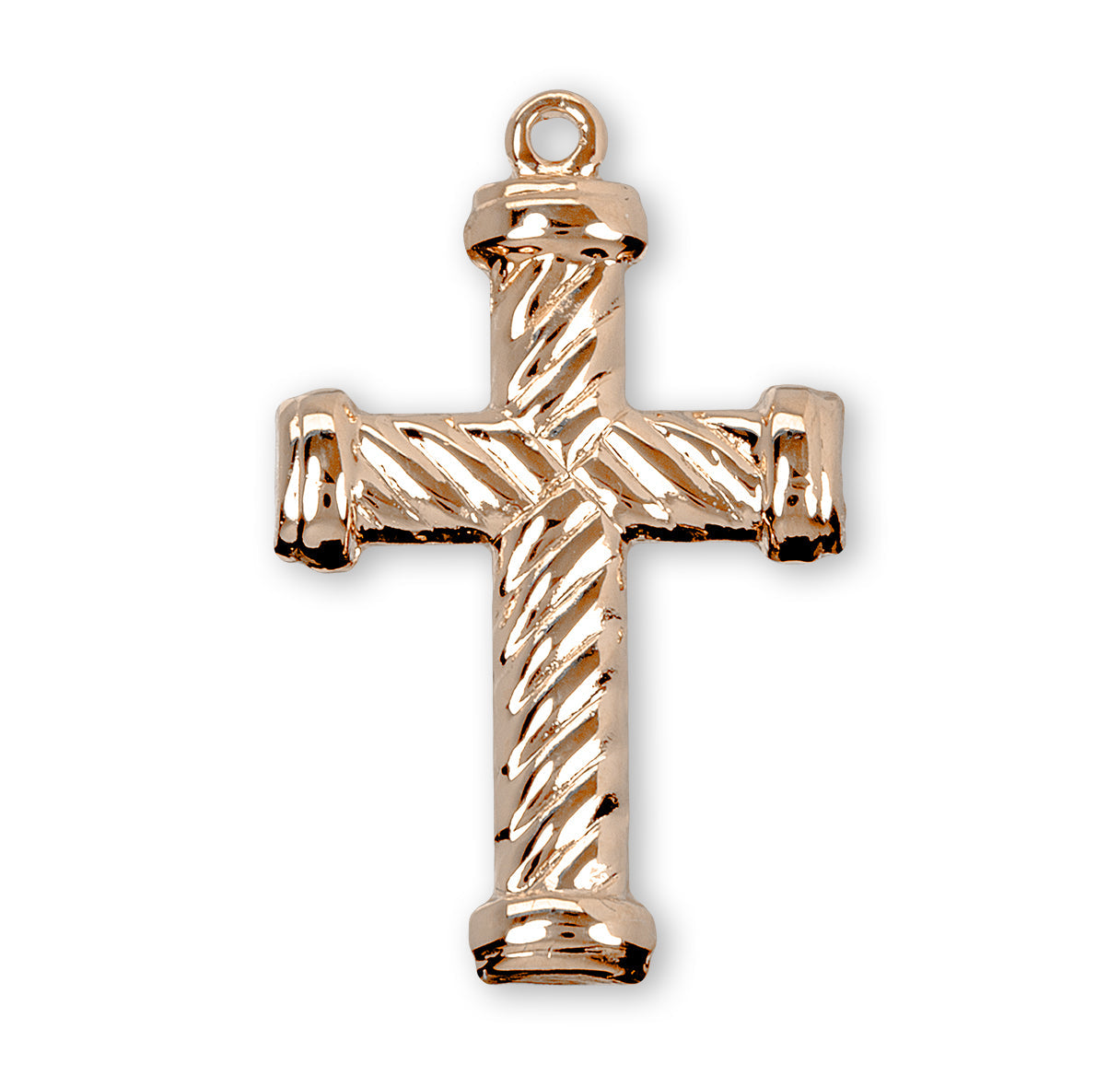 Gold Over Sterling Silver Twist Design Cross Necklace | 16kt Gold Plated .925 Silver