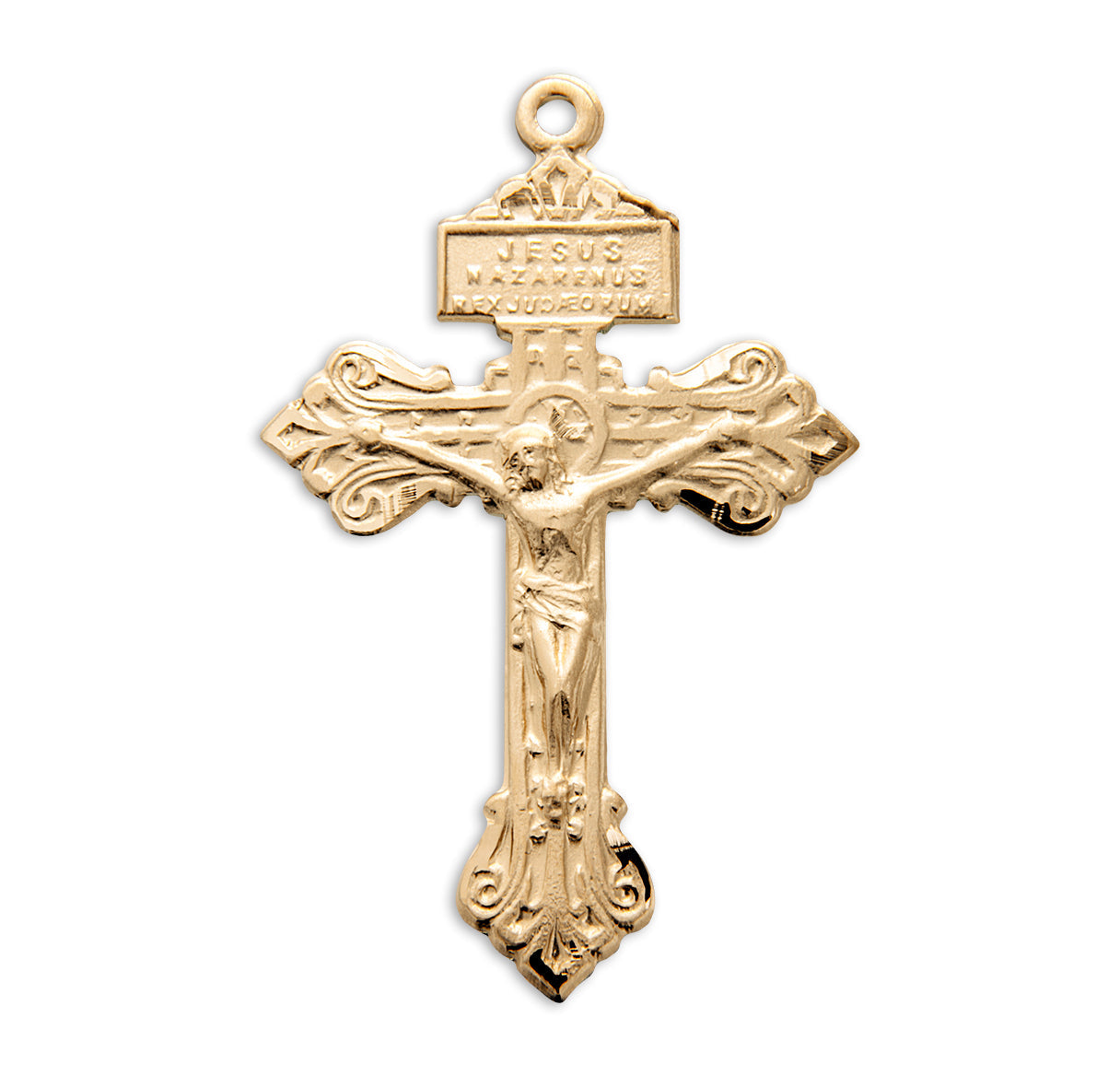 Gold Over Sterling Silver ""Pardon"" Crucifix Necklace | 16kt Gold Plated .925 Silver
