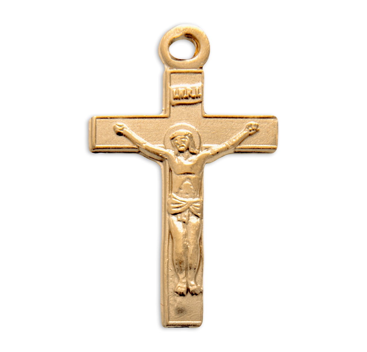 Gold Over Sterling Silver Basic Crucifix Necklace | 16kt Gold Plated .925 Silver