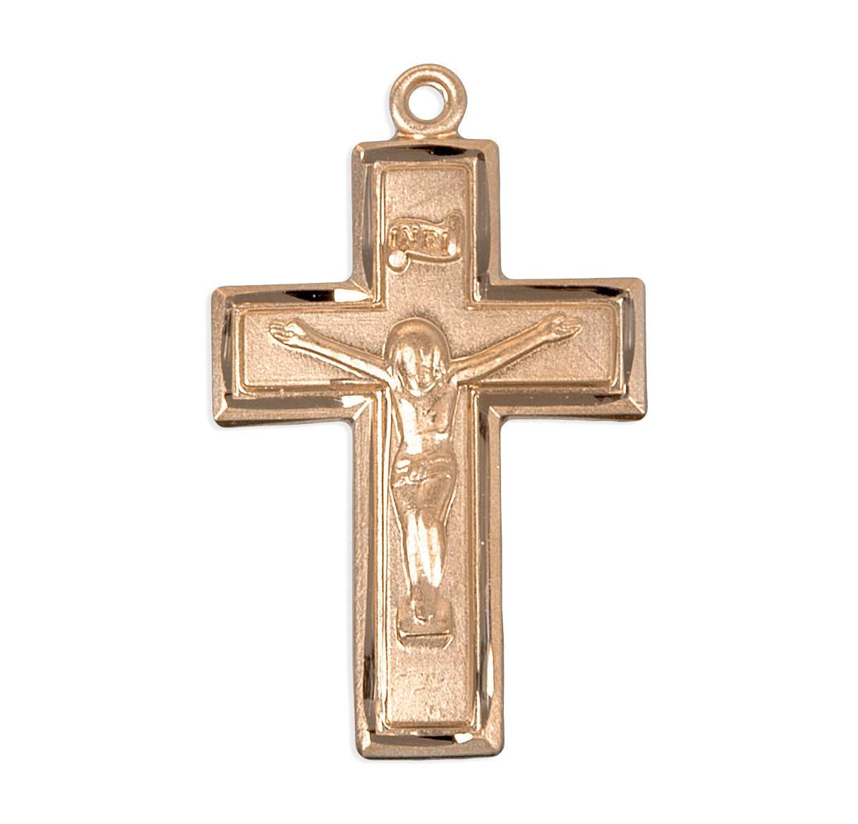 Gold Over Sterling Silver Wide Crucifix Necklace | 16kt Gold Plated .925 Silver