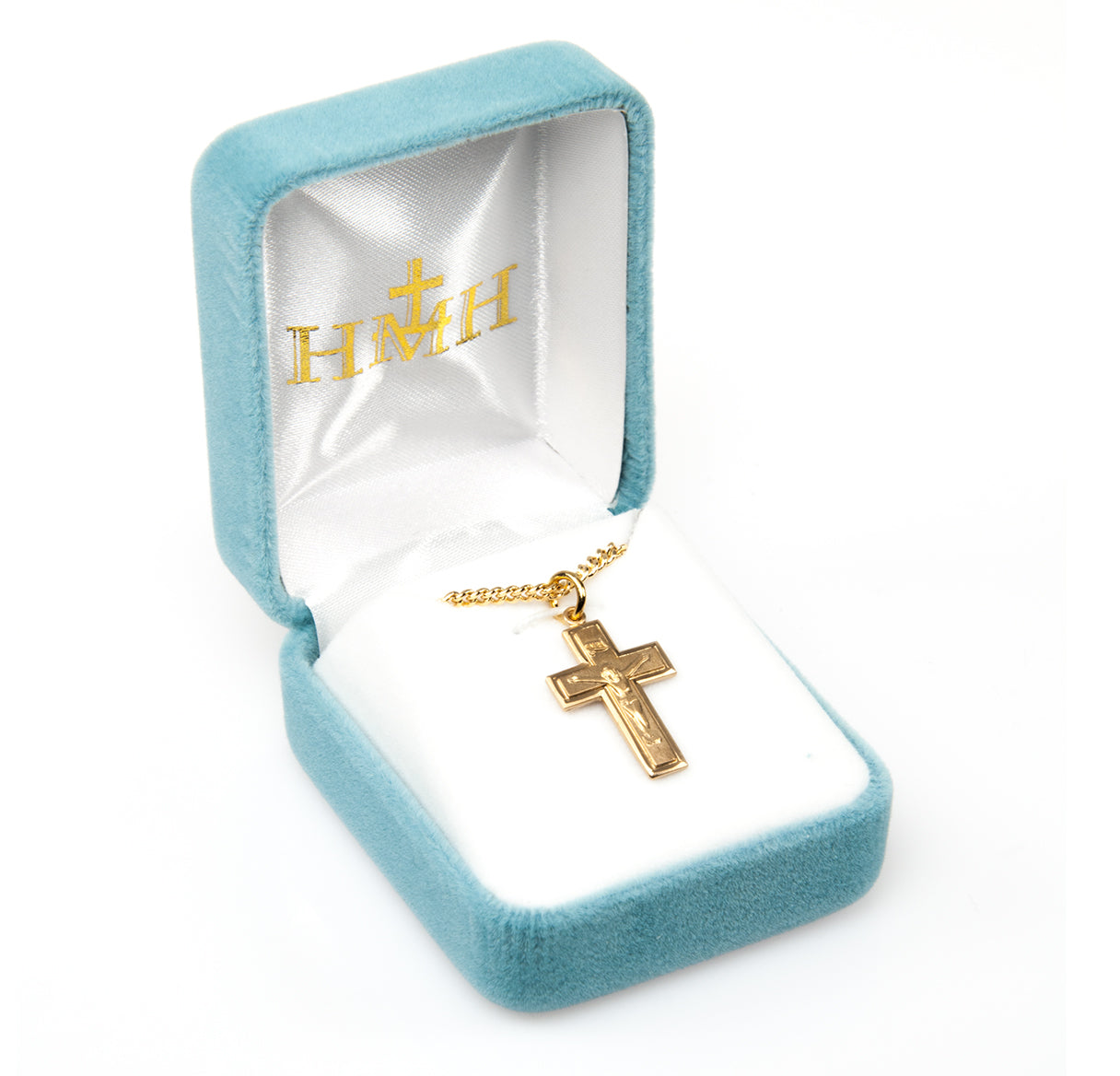 Gold Over Sterling Silver Wide Crucifix Necklace | 16kt Gold Plated .925 Silver