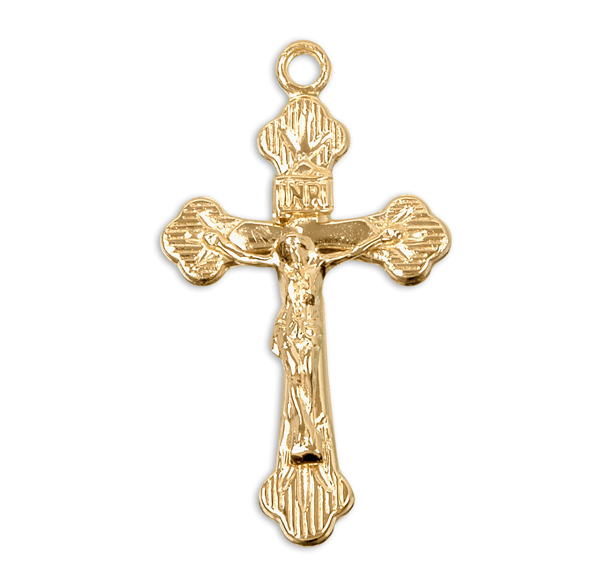 Flare Tipped Gold Over Sterling Silver Crucifix Necklace | 16kt Gold Plated .925 Silver