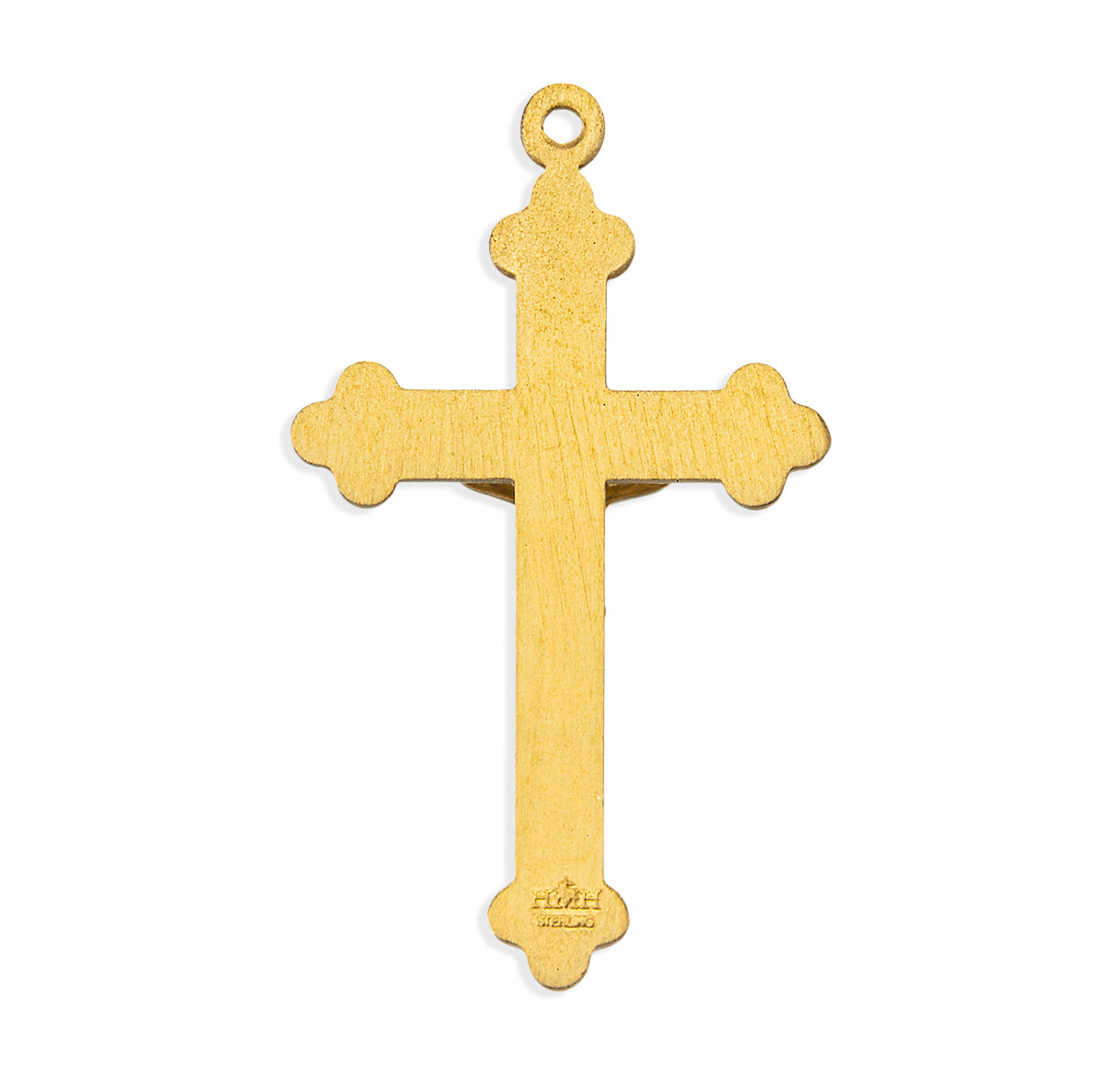 Vine and Leaf Pattern Gold Over Sterling Silver Crucifix Necklace | 16kt Gold Plated .925 Silver