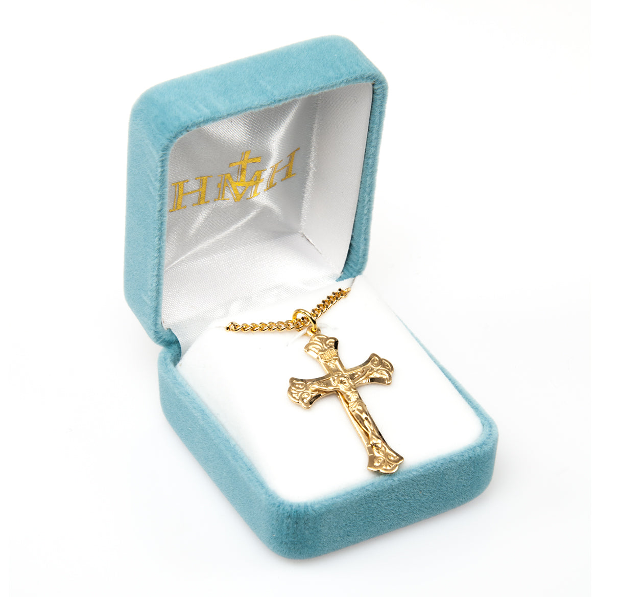 Fine Flared Gold Over Sterling Silver Crucifix Necklace | 16kt Gold Plated .925 Silver
