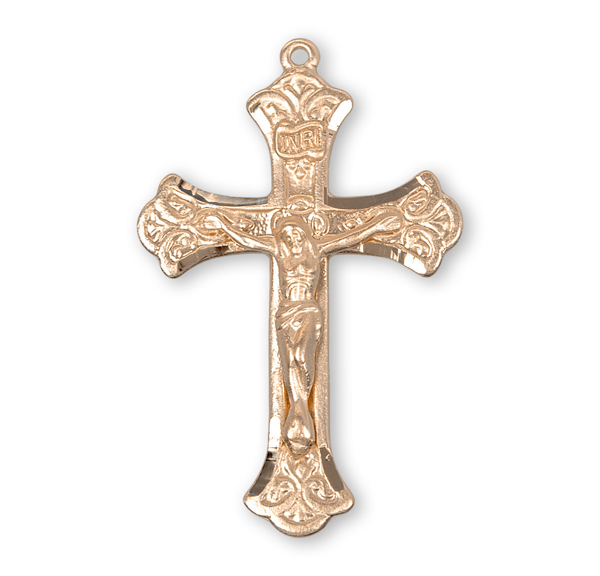 Fine Flared Gold Over Sterling Silver Crucifix Necklace | 16kt Gold Plated .925 Silver