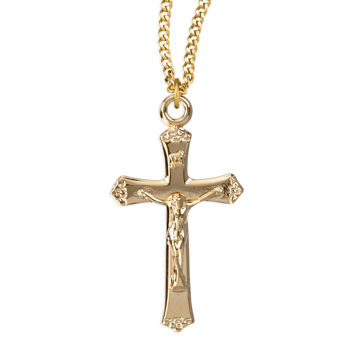 Gold Over Sterling Silver Crucifix Necklace | 16kt Gold Plated .925 Silver
