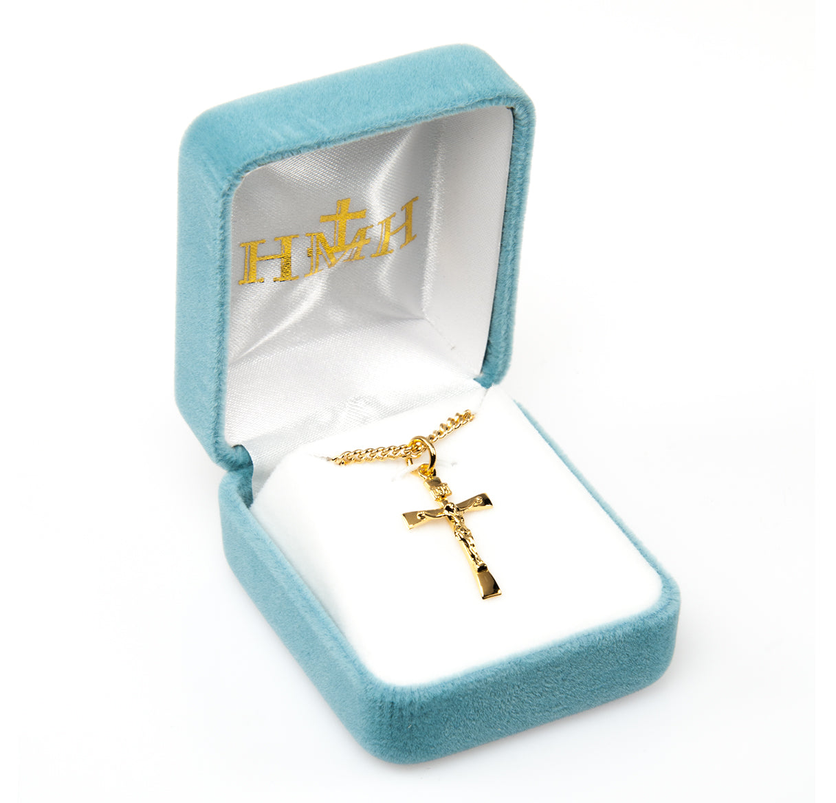 Gold Over Sterling Silver Narrow Crucifix Necklace | 16kt Gold Plated .925 Silver