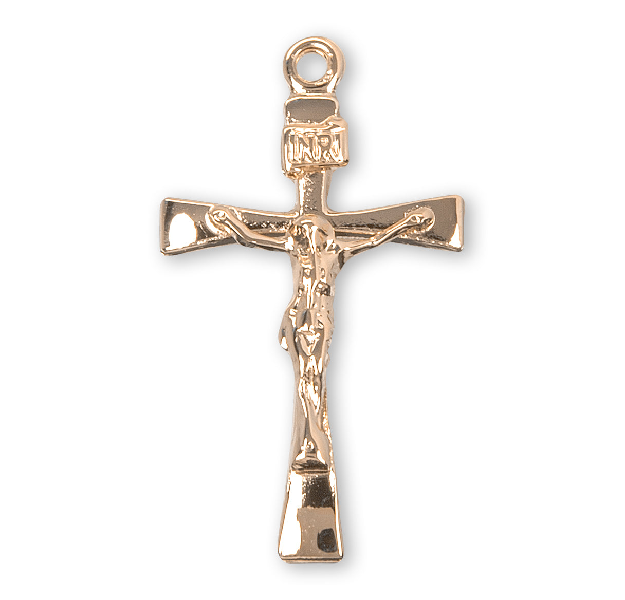 Gold Over Sterling Silver Narrow Crucifix Necklace | 16kt Gold Plated .925 Silver