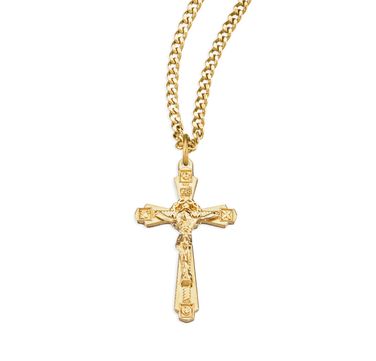 Gold Over Sterling Silver Crucifix Necklace | 16kt Gold Plated .925 Silver