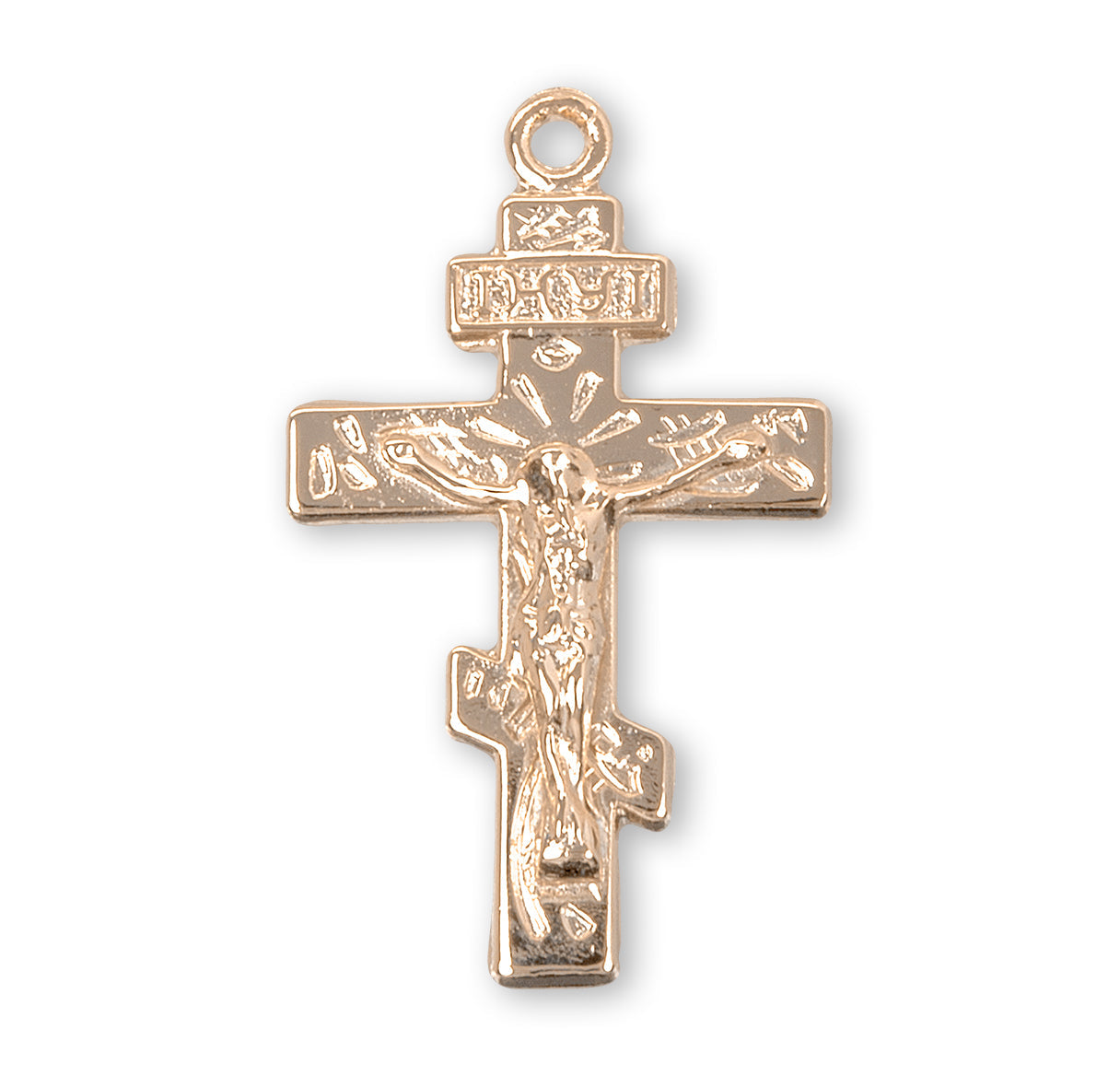 Byzantine Gold Over Sterling Silver Crucifix Necklace | 16kt Gold Plated .925 Silver