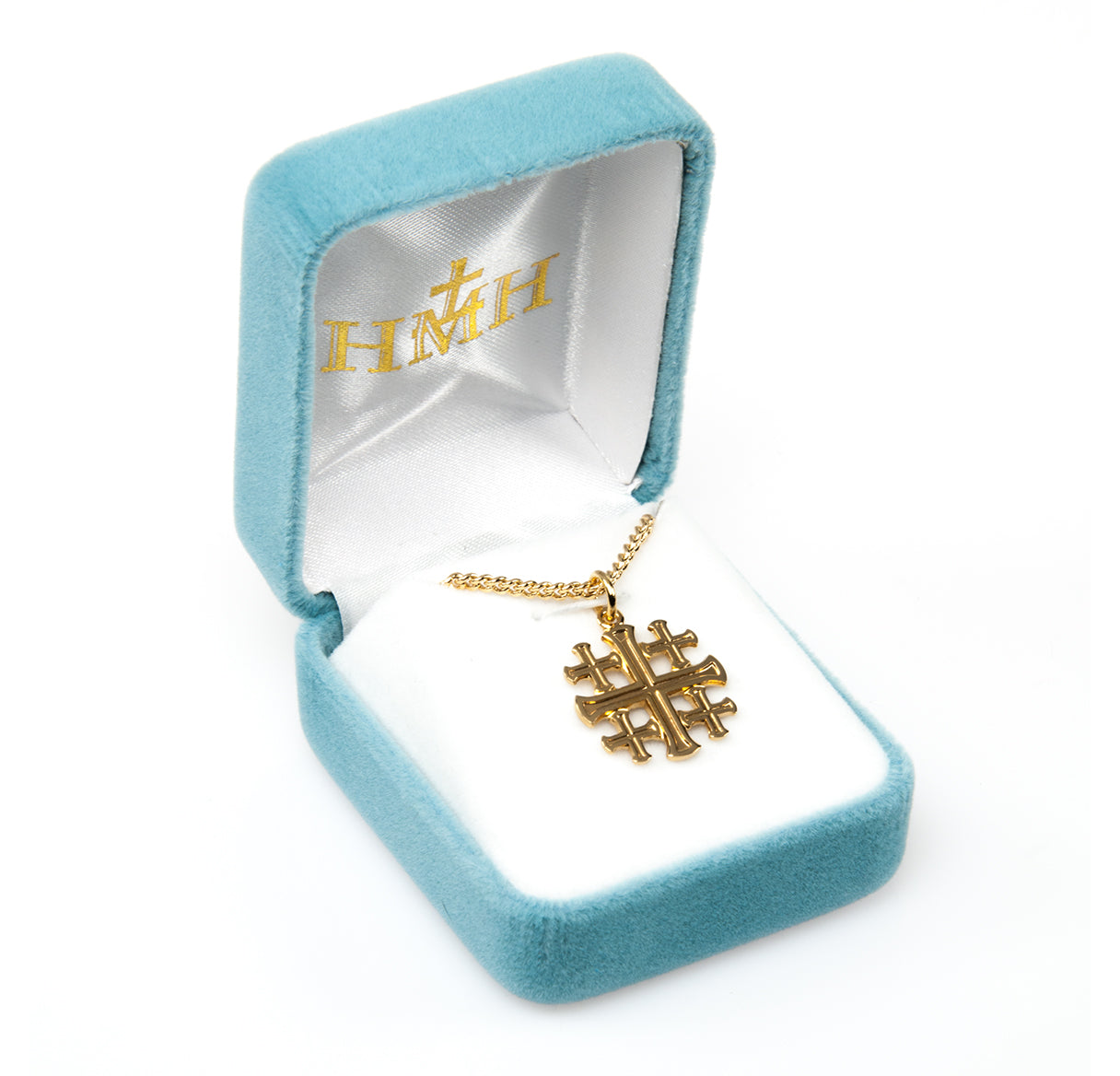 Gold Over Sterling Silver Jerusalem Cross with Necklace | 16kt Gold Plated .925 Silver