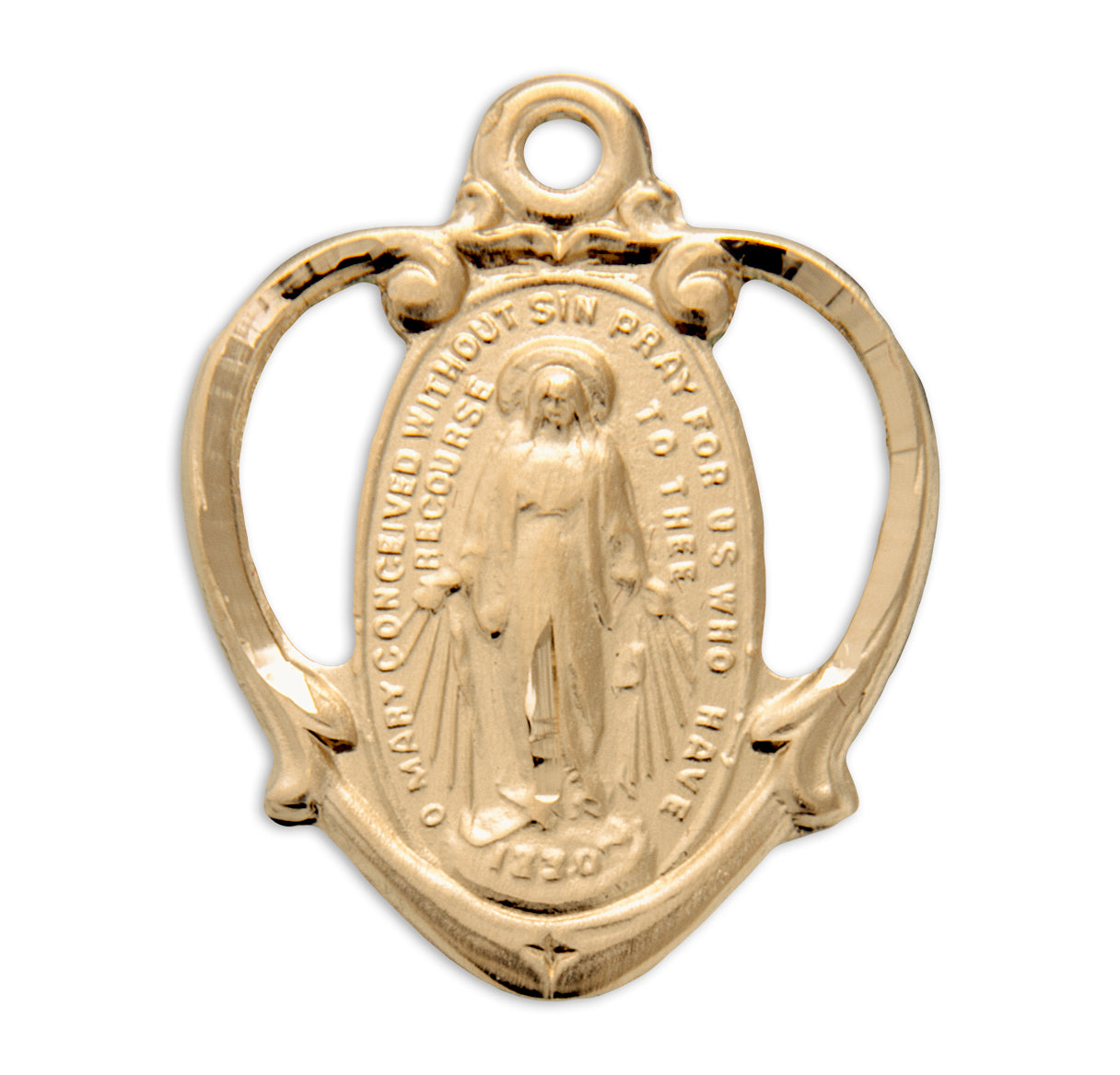 Gold Over Sterling Silver Miraculous Medal Necklace | 16kt Gold Plated .925 Silver