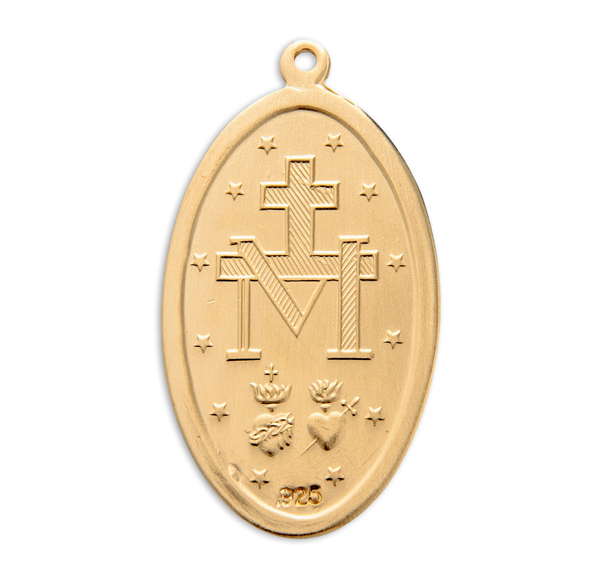 Gold Over Sterling Silver Oval Miraculous Medal Necklace | 16kt Gold Plated .925 Silver