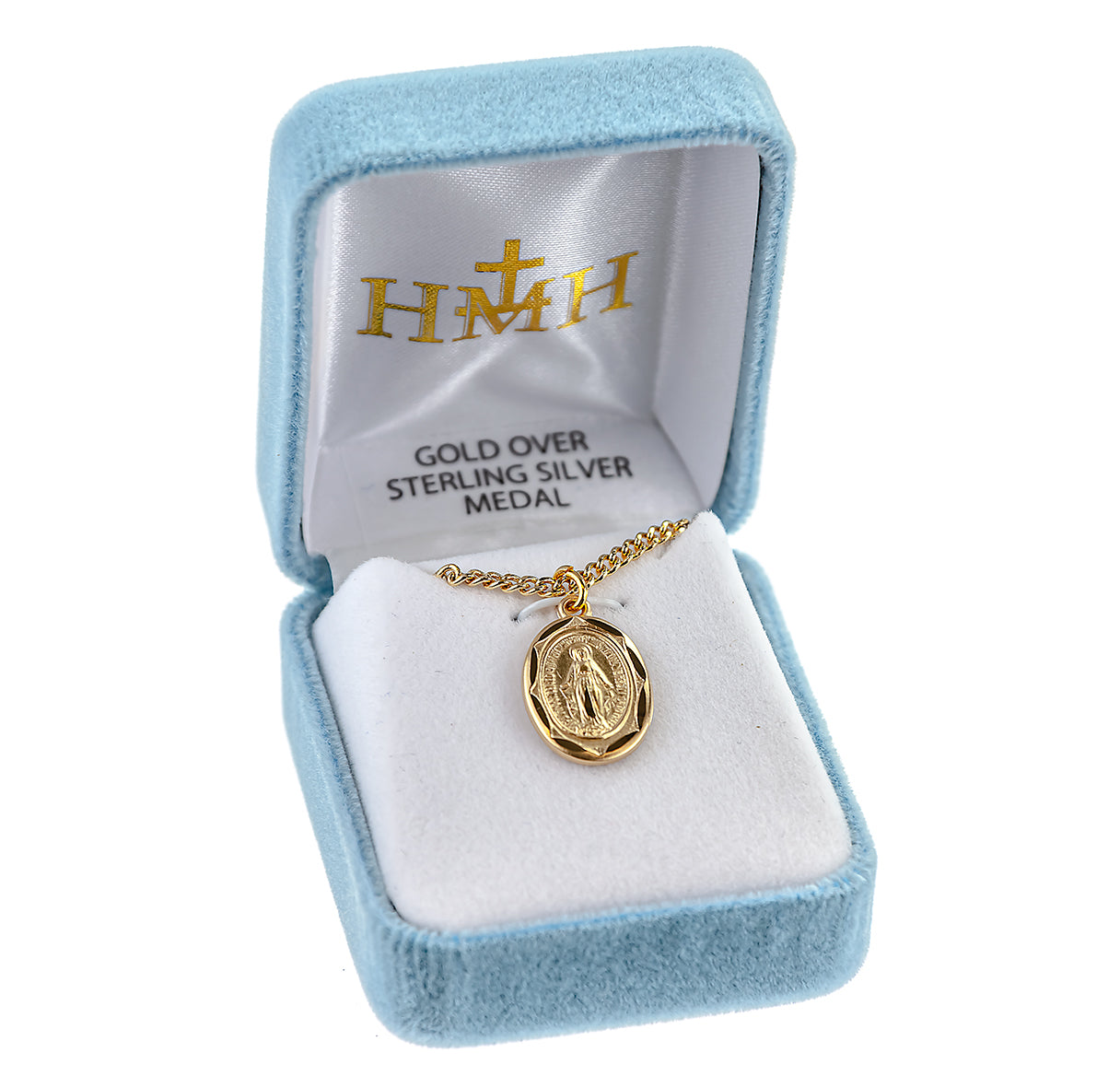 Gold Sterling Silver Oval Miraculous Medal Necklace | .925 Silver
