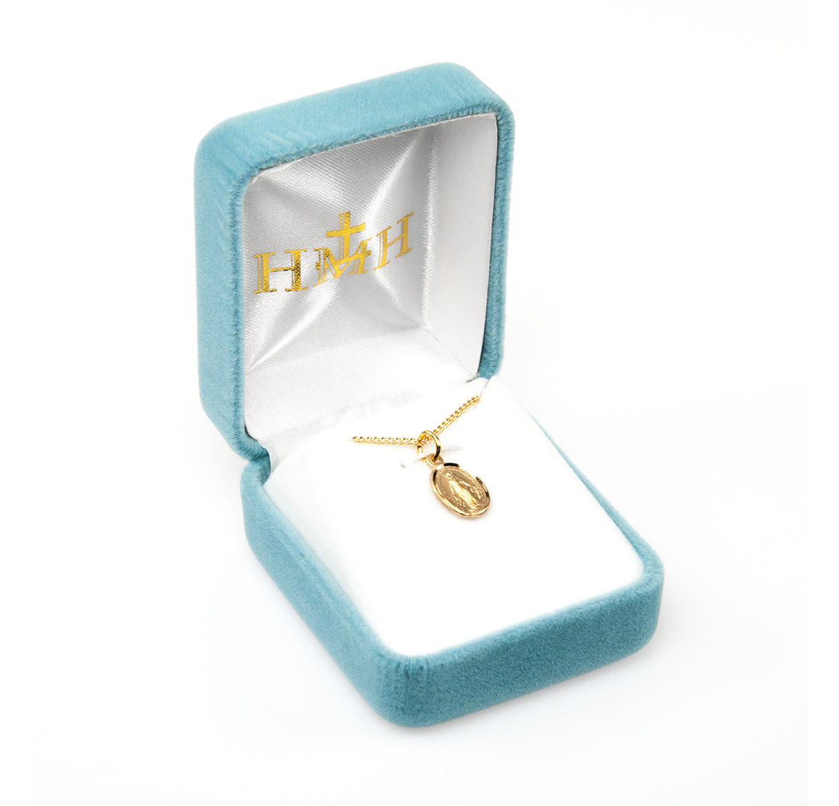 Gold Over Sterling Silver Oval Miraculous Medal Necklace | 16kt Gold Plated .925 Silver
