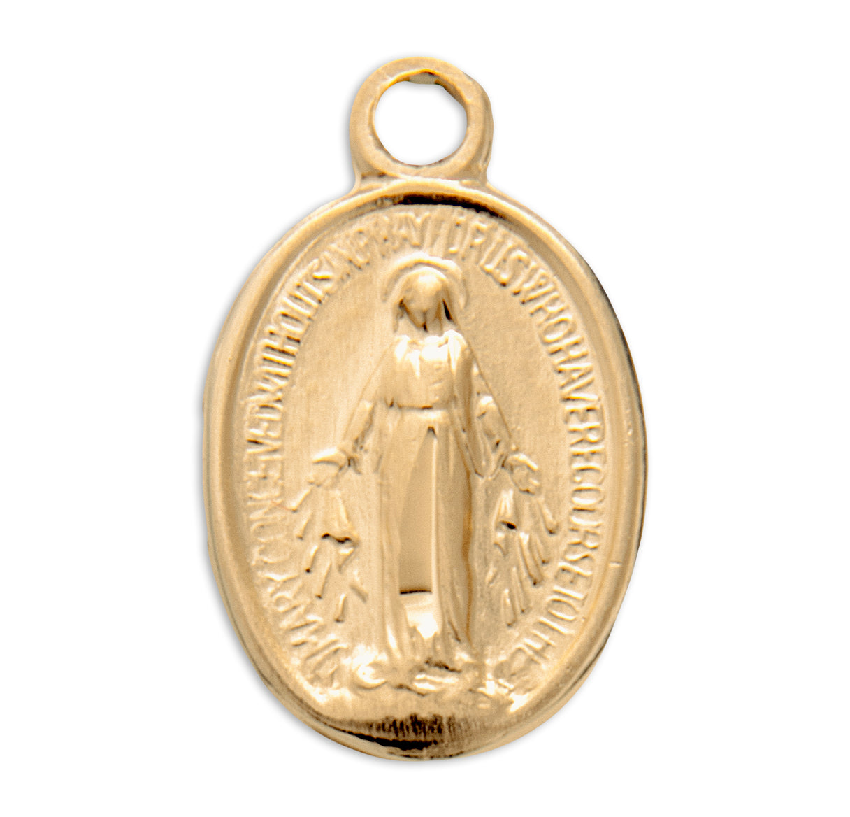 Gold Over Sterling Silver Oval Miraculous Medal Necklace | 16kt Gold Plated .925 Silver