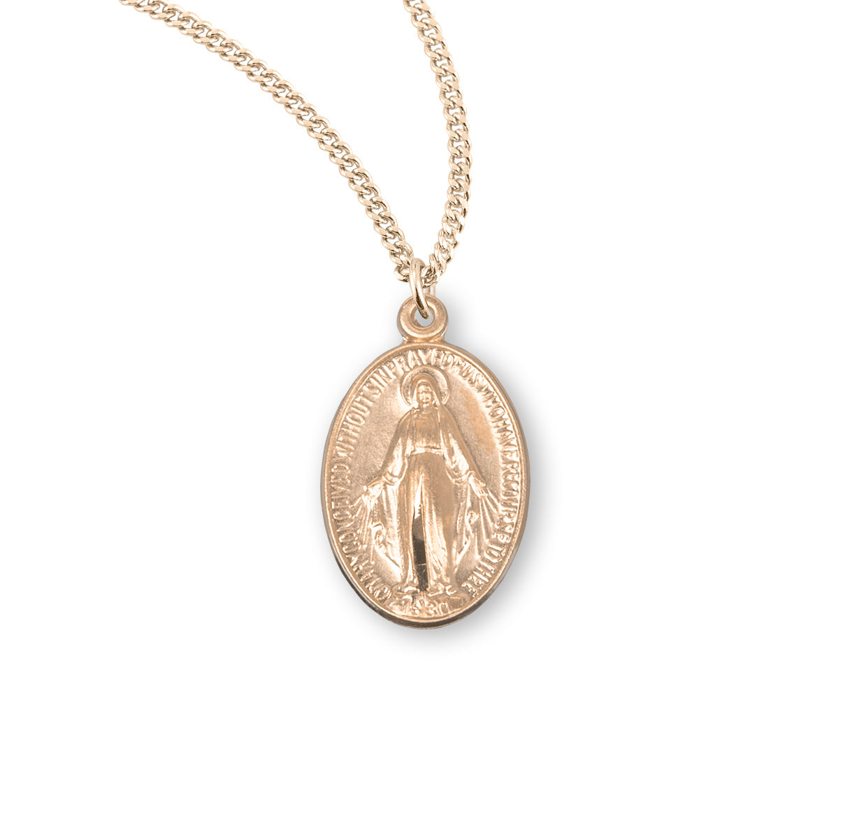 Gold Over Sterling Silver Miraculous Medal Necklace | 16kt Gold Plated .925 Silver