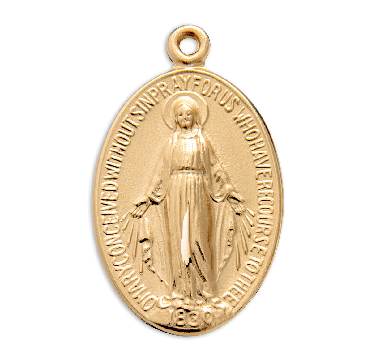 Gold Over Sterling Silver Miraculous Medal Necklace | 16kt Gold Plated .925 Silver