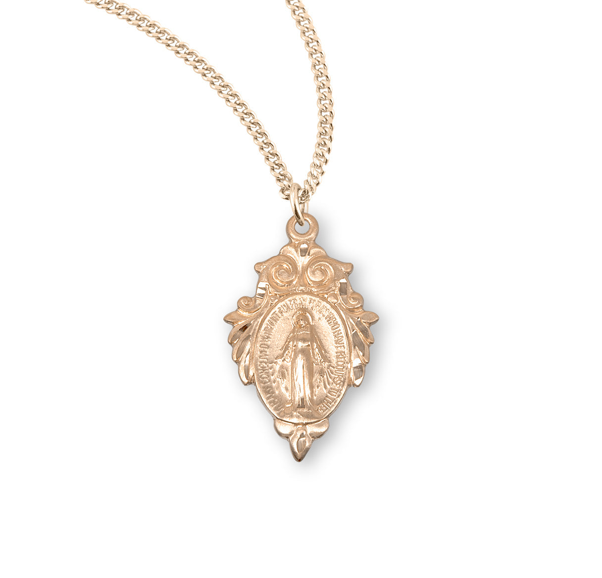 Gold Over Sterling Silver Miraculous Medal Necklace | 16kt Gold Plated .925 Silver