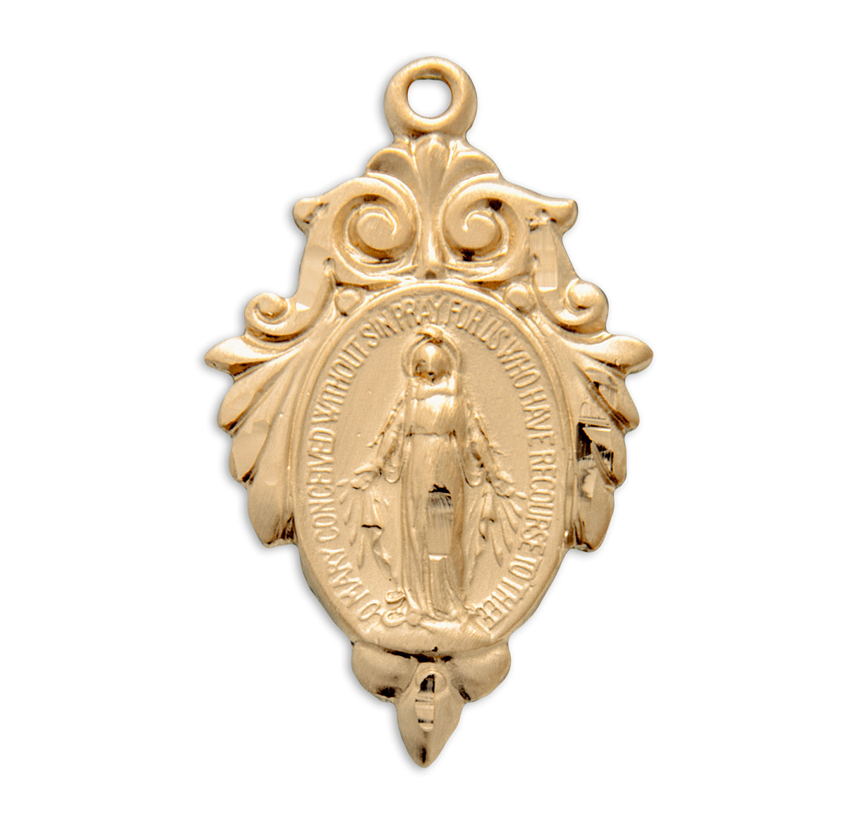 Gold Over Sterling Silver Miraculous Medal Necklace | 16kt Gold Plated .925 Silver