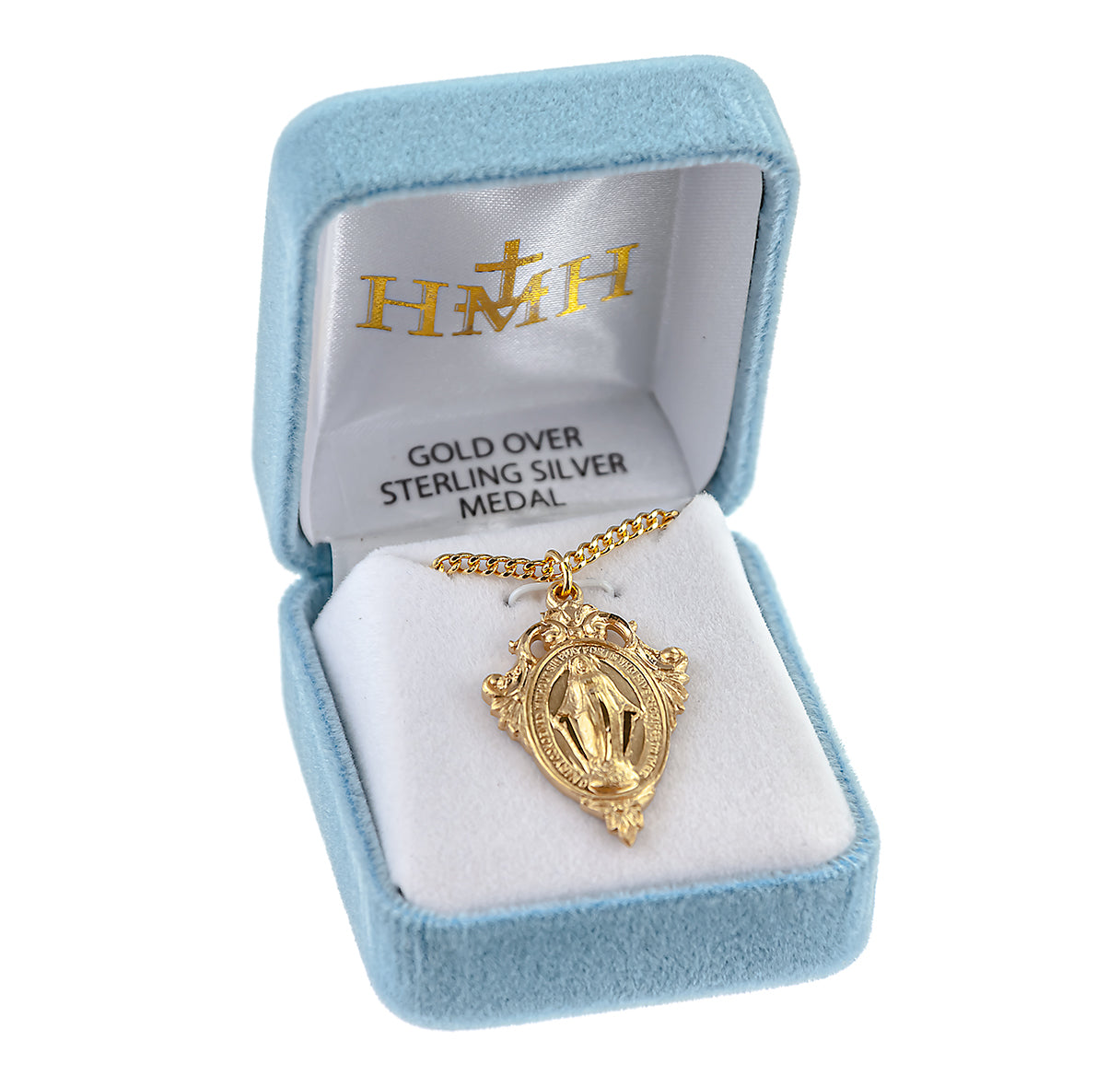Gold Over Sterling Silver Miraculous Medal Necklace | 16kt Gold Plated .925 Silver