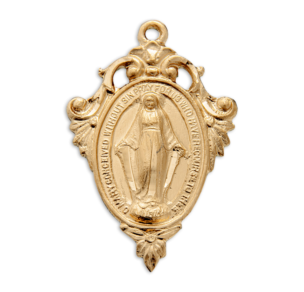 Gold Over Sterling Silver Miraculous Medal Necklace | 16kt Gold Plated .925 Silver