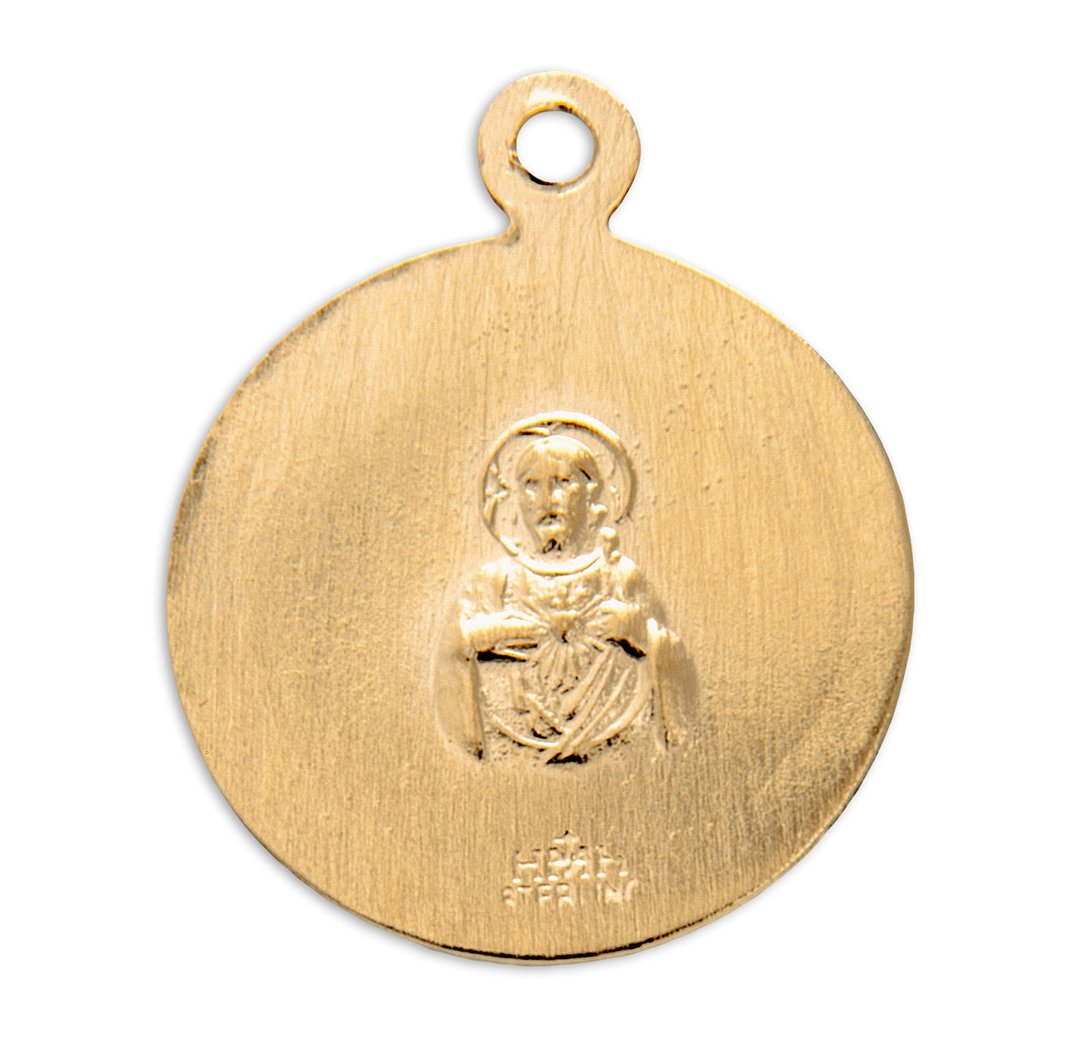 Holy Scapular Round Double Sided Gold Over Sterling Silver Medal Necklace | 16kt Gold Plated .925 Silver