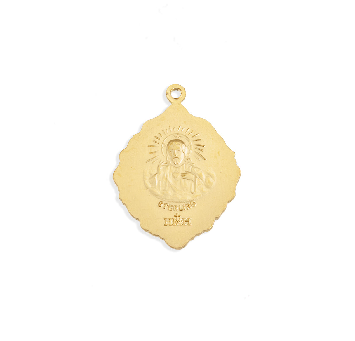 Gold Over Sterling Silver OL Guadalupe Pendant with Rose Border | 16kt Gold Plated .925 Silver