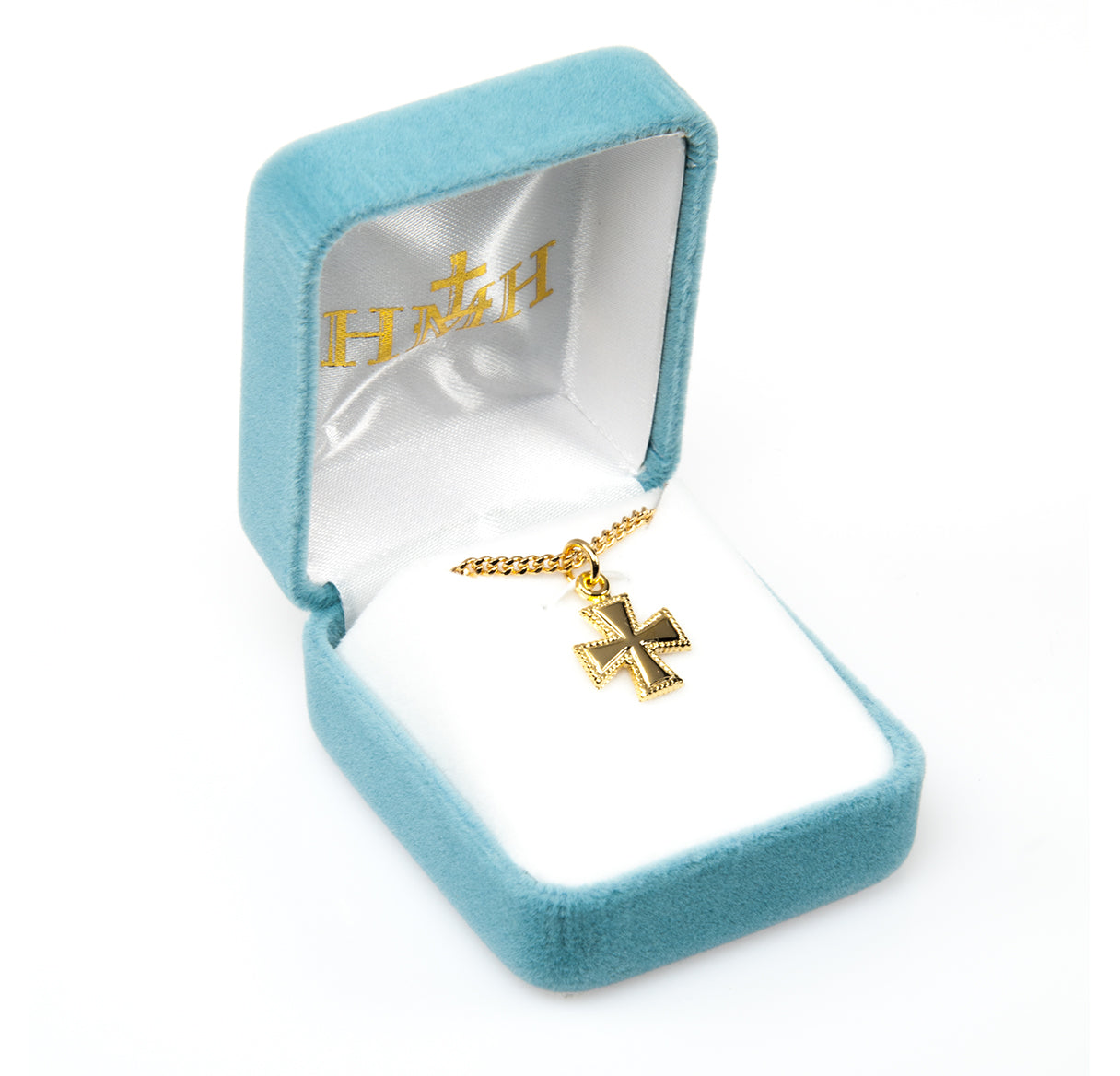 Gold Over Sterling Silver Beaded Cross Necklace | 16kt Gold Plated .925 Silver