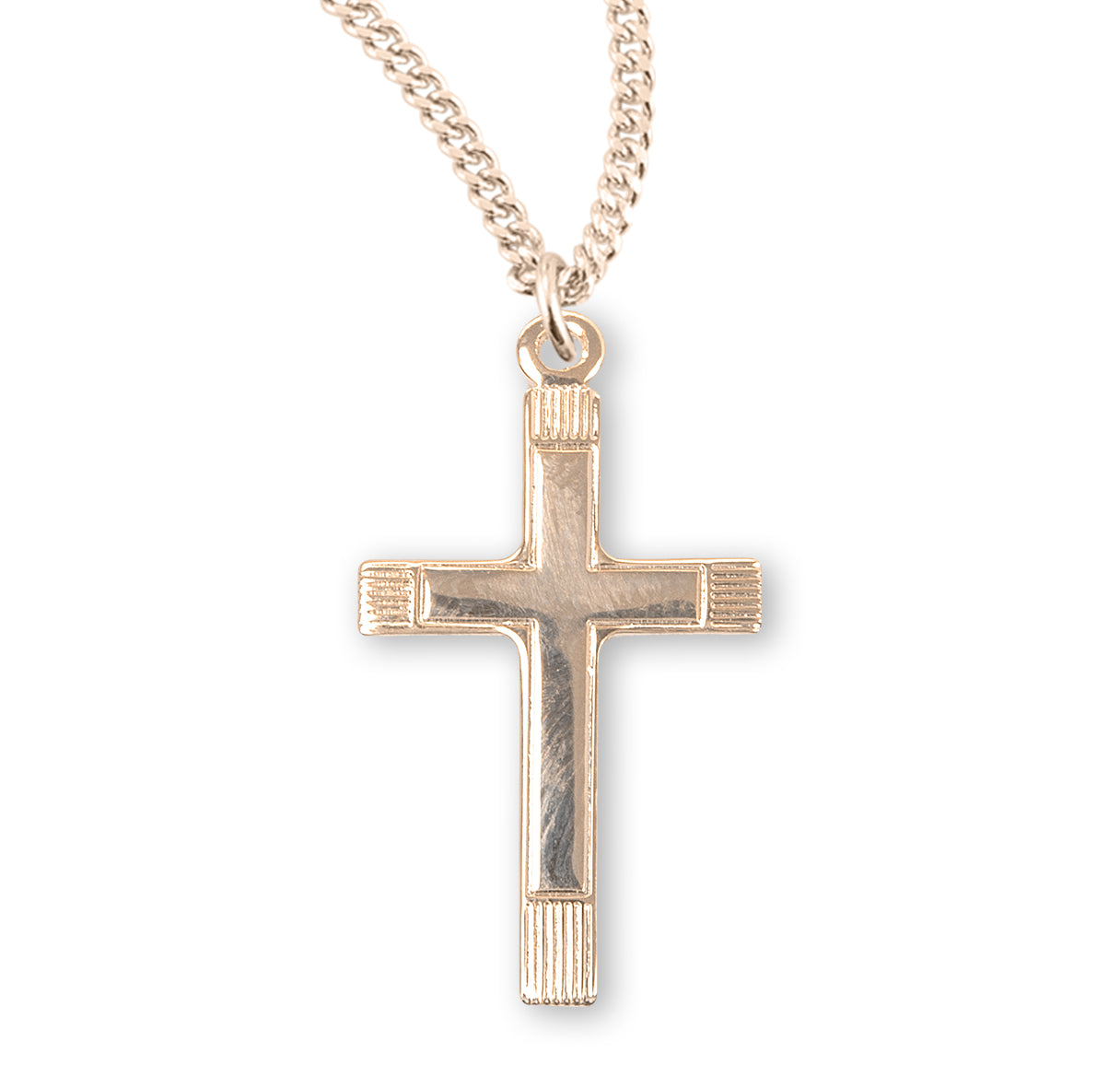 Fancy Gold Over Sterling Silver Cross Necklace | 16kt Gold Plated .925 Silver