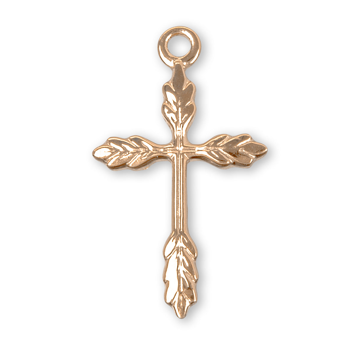 Gold Over Sterling Silver Wheat Cross Necklace | 16kt Gold Plated .925 Silver